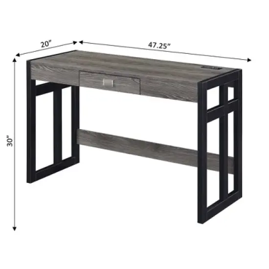 47" Monterey Desk with Charging Station Weathered Gray/Black - Breighton Home image {6}