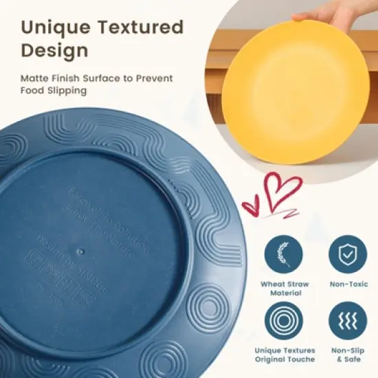 Itopfox 40-Piece Premium Wheat Straw Dinnerware Set, Service for 8, Unbreakable Plates & Bowls, Dishwasher & Microwave Safe, Eco-Friendly Kitchenware image {3}