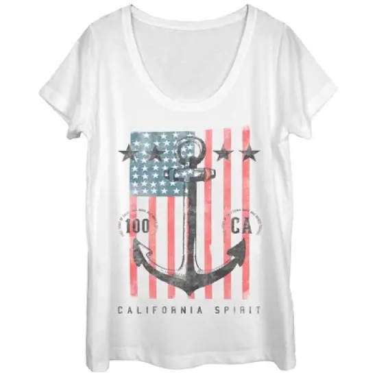 Women's Lost Gods Fourth of July  Anchor American Flag Scoop Neck image {2}