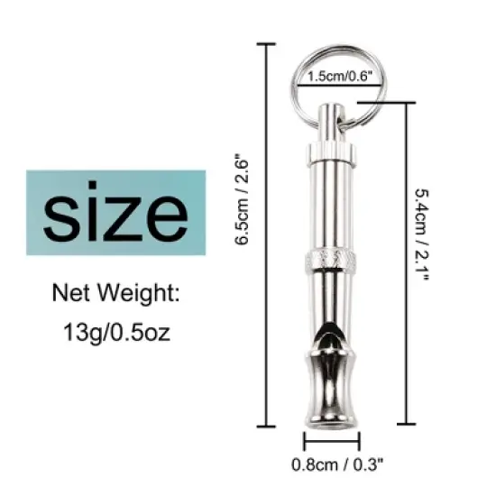 Unique Bargains Metal Adjustable Sound Pitch Lightweight Dog Whistle with Keychain Silver Tone 1 Pc image {2}