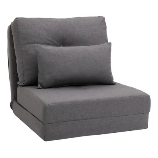 HOMCOM Convertible Flip Chair, Floor Lazy Sofa, Folding Couch Bed with Adjustable Backrest, Metal Frame and Pillows, Living Room Bedroom image {6}