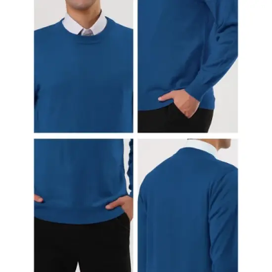 Lars Amadeus Men's Casual Round Neck Long Sleeves Solid Color Knitted Pullover Sweater image {4}
