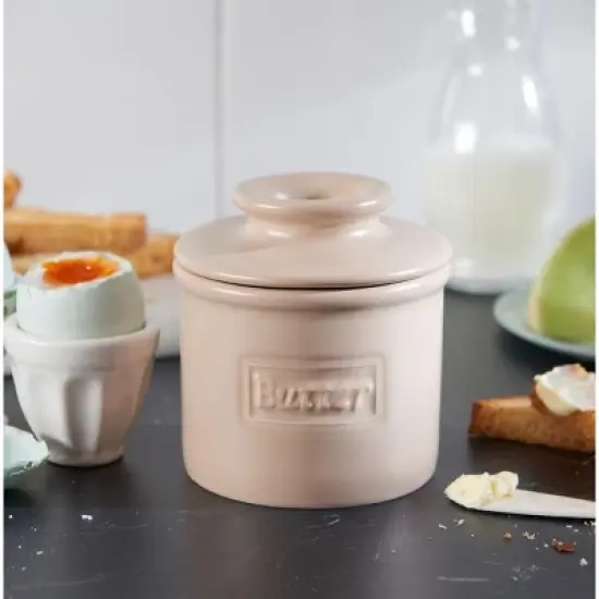 Butter Bell&reg; Crock &ndash; Caf&eacute; Matte Beige Ceramic Butter Keeper, Modern Matte Butter Dish for Fresh, Spreadable Butter image {3}