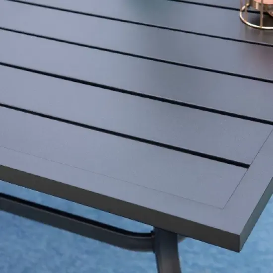 Outdoor Rectangle Steel Dining Table - Black - Captiva Designs image {3}