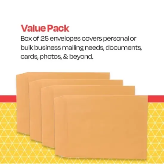 School Smart Catalog Envelopes with Ungummed Flaps, 14 x 18 Inches, Kraft Brown, Pack of 25 image {4}