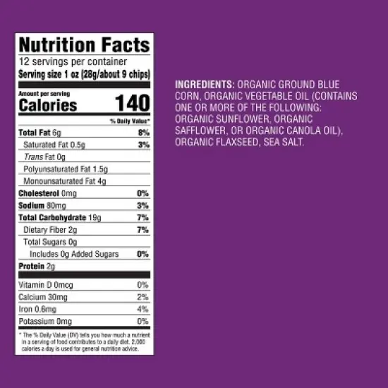 Organic Blue Corn Tortilla Chips with Flax Seeds - 12oz - Good & Gather&trade; image {3}