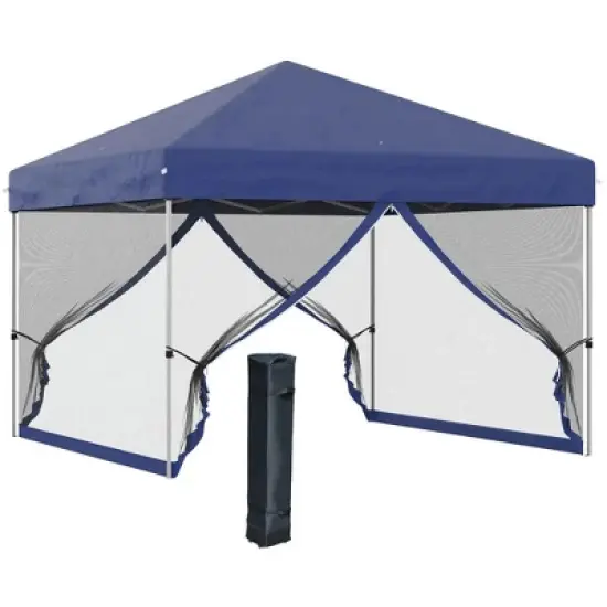 Resenkos Patio Garden Pergola, Pergola Canopy,10' x 10' Pop Up Canopy Tent, Tents for Parties with Wheeled Carry Bag, Blue Dark Blue image {10}