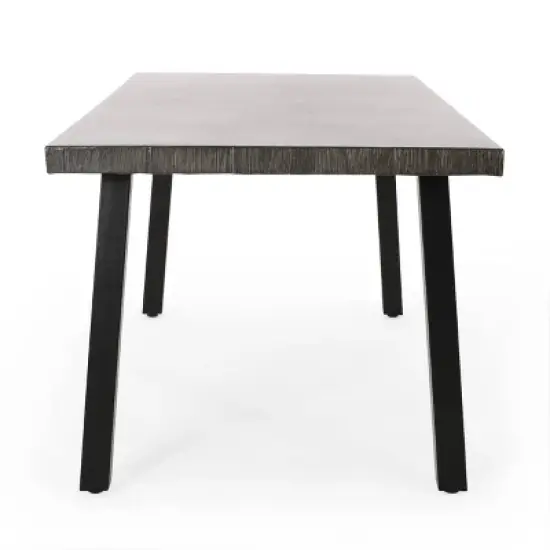 Pointe 3pc Outdoor Modern Industrial Aluminum Dining Set with Benches Gray/Matte Black - Christopher Knight Home image {5}