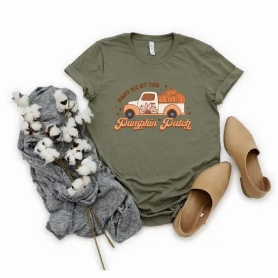Simply Sage Market Women's Meet Me Pumpkin Patch Colorful Short Sleeve Graphic Tee image {1}