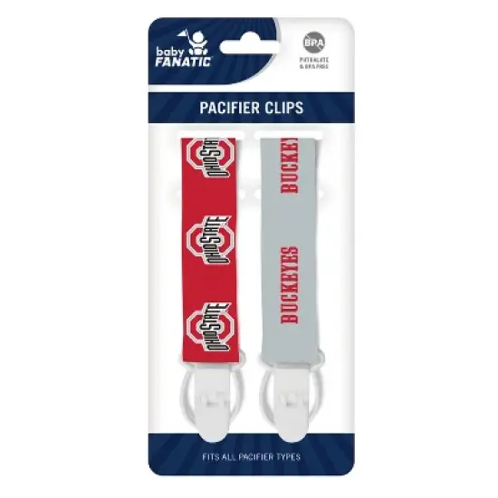 BabyFanatic Officially Licensed Unisex Pacifier Clip 2-Pack - NCAA Ohio State Buckeyes - Officially Licensed Baby Apparel image {2}