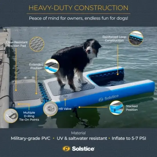 Solstice Original Inflatable Pup Plank Dog Float Floating Ramp Ladder with Drop Stitch Construction for Pools, Lake, Sea, and Ocean Use image {4}