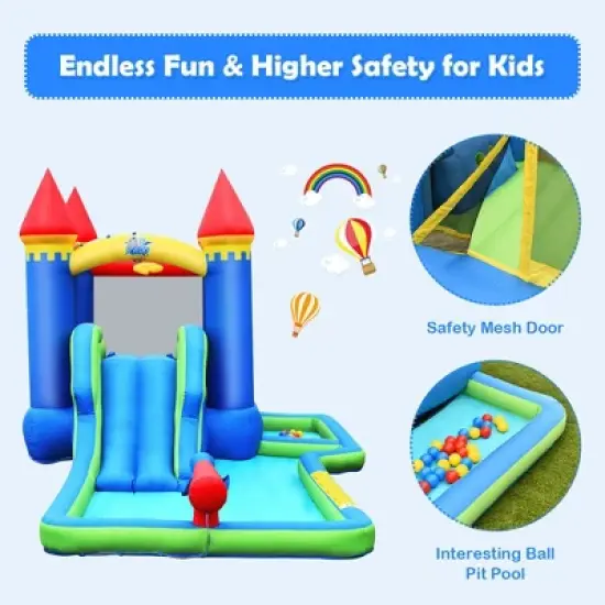 Costway Inflatable Bouncer Climbing Slide Bounce House Water Park BallPit Without Blower image {5}