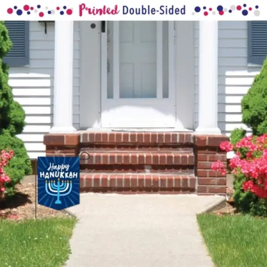 Big Dot of Happiness Hanukkah Menorah - Outdoor Home Decorations - Double-Sided Chanukah Holiday Party Garden Flag - 12 x 15.25 inches image {1}