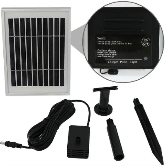 Sunnydaze Outdoor 3-Tier Chiseled Basin Solar Powered Water Fountain with Battery Backup and Submersible Pump - 22" image {4}