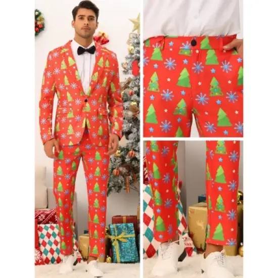 Lars Amadeus Men's Flat Front Funny Party Cosplay Costume Christmas Printed Pants image {3}