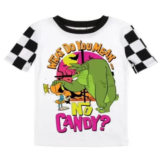 Looney Tunes What Do You Mean No Candy Youth Boy's Black & White Checkered Short Sleeve Shirt & Sleep Pants Set image {1}