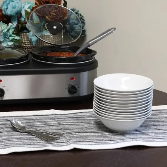 Gibson Home Noble Court 12 Piece Fine Ceramic Bowl Set in White image {5}