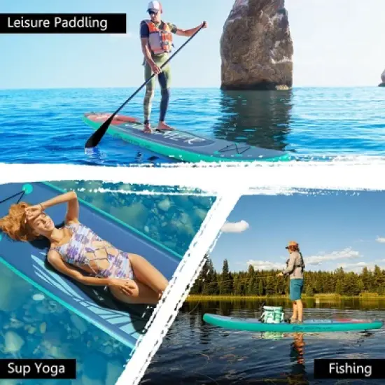 Costway 10.5ft\11ft Inflatable Stand Up Paddle Board W/ Backpack Leash Aluminum Paddle image {4}