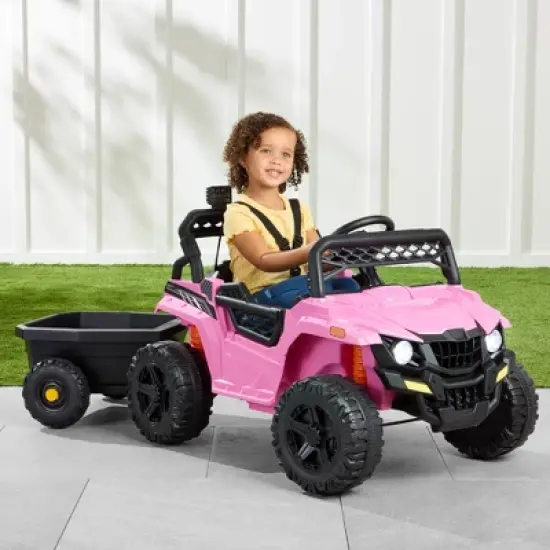 Best Choice Products Kids 12V Electric Ride-On UTV and Trailer w/ Parent Remote Control, LED Lights image {12}