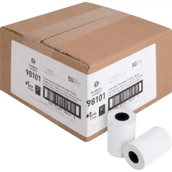 Business Source Portable Printer Thermal Rolls Carton BPA Free White image {7}