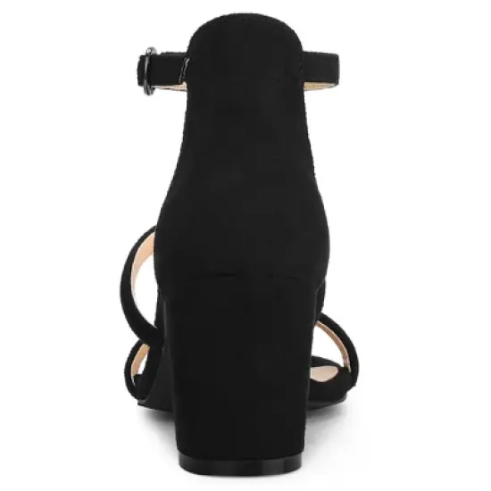 Allegra K Women's Open Toe Strappy Chunky Heels Sandals image {3}