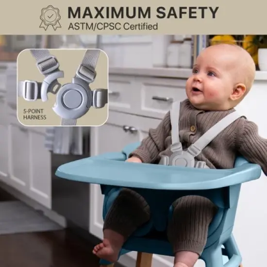 Evrloop 3-in-1 High Chair - Sustainable Design that Grows with Your Child - Nantucket Blue image {3}