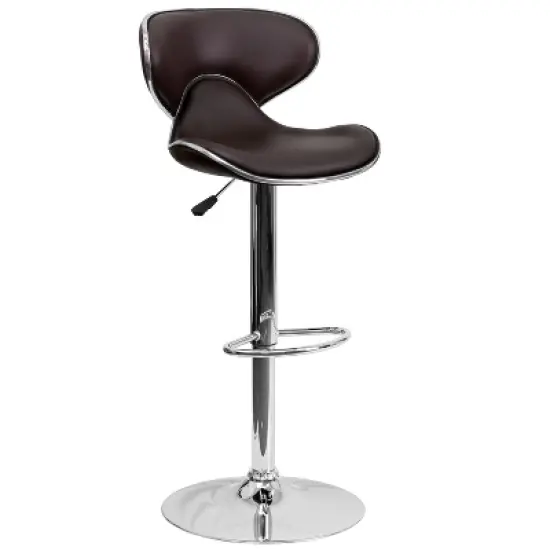 Flash Furniture Contemporary Cozy Mid-Back Vinyl Adjustable Height Barstool with Chrome Base image {14}