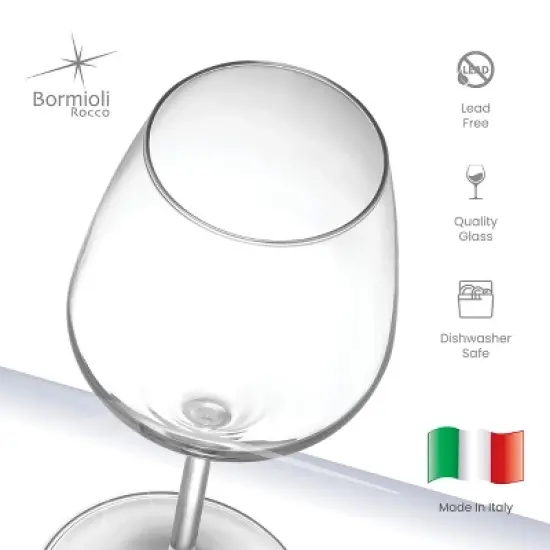 Bormioli Rocco 18oz Red Wineglasses, Crystal Clear Star Glass, Laser Cut Rim, Elegant Party Drinking Glassware, Restaurant Quality, Set of 8 image {1}