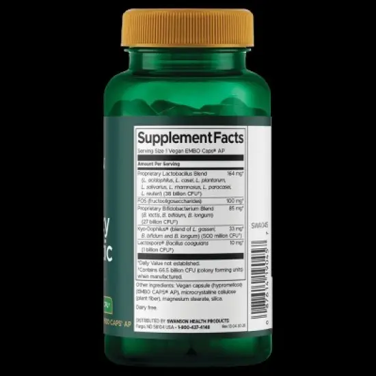 Swanson Ultra Potency Probiotic 66.5 Billion Cfu, 60 Veggie Embo Ap Caps image {1}