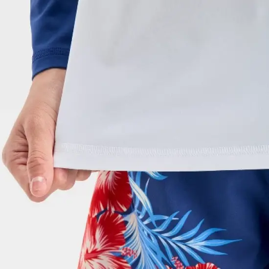 Boys' Solid Raglan Long Sleeve Rash Guard Top - art class&trade; Navy Blue image {2}