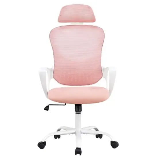 Adjustable Headrest Task Chair: High-Back, Mesh, Rolling, Lumbar Support for Gaming and Bedroom image {4}