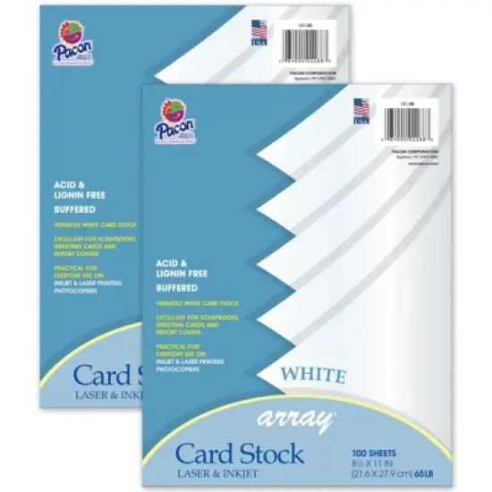 Pacon Card Stock, Classic White, 8-1/2" x 11", 100 Sheets Per Pack, 2 Packs image {1}