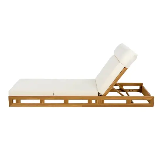 Christopher Knight Home Moreno Outdoor Acacia Wood Adjustable Chaise Lounge with Water-Resistant Cushion (Set of 2) image {5}