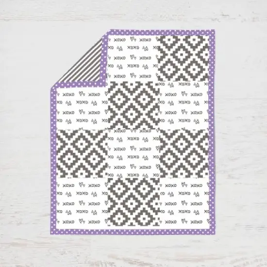 Bacati - Love  Gray Lilac 4 pc Crib Bedding Set with Diaper Caddy image {3}