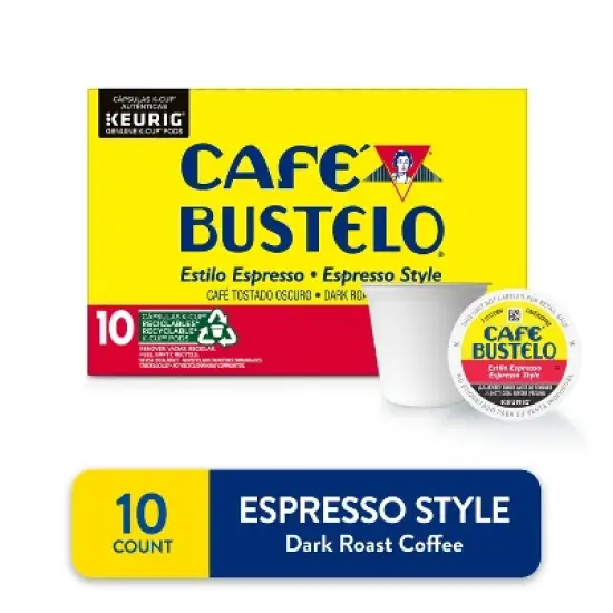Caf&eacute; Bustelo Espresso Style Dark Roast Keurig K-Cup Coffee Pods - 10ct image {2}