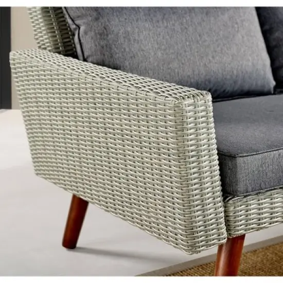 All-Weather Wicker Albany Outdoor Corner Sectional Sofa Gray - Alaterre Furniture image {7}