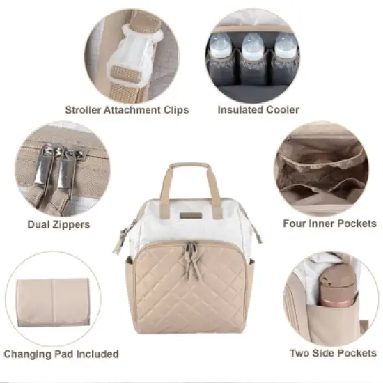Baby Essentials Quilted Frame Diaper Backpack - Neutral image {3}
