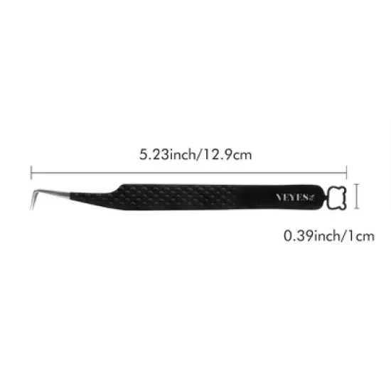 VEYES INC Lash Artist Fiber Tip Tweezers Contains Isolation Curved and Volume Lash Tweezer for Eyelash Extensions Noir N&deg;1 L 90&deg; Black Bear Shape Tail image {3}
