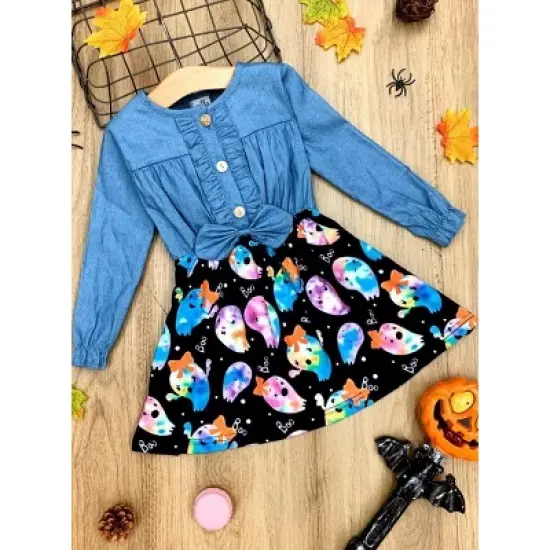 Girls That's The Spirit Chambray Bodice Ghost Dress - Mia Belle Girls image {3}