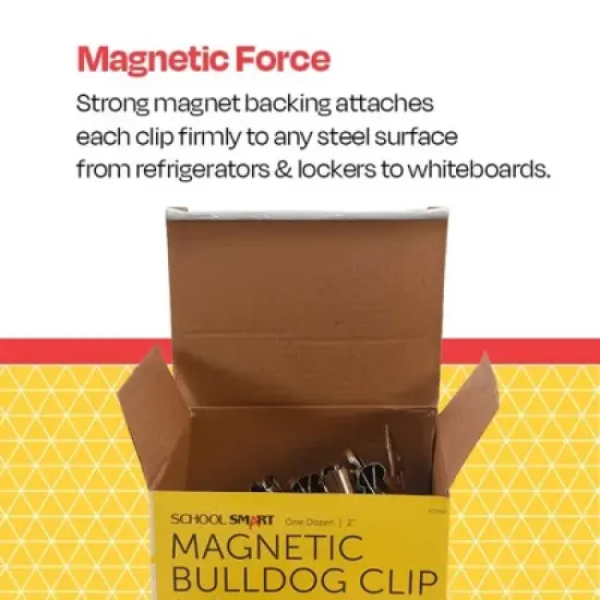 School Smart Magnetic Clips, 2 Inches, Nickel Plated, Pack of 12 image {5}