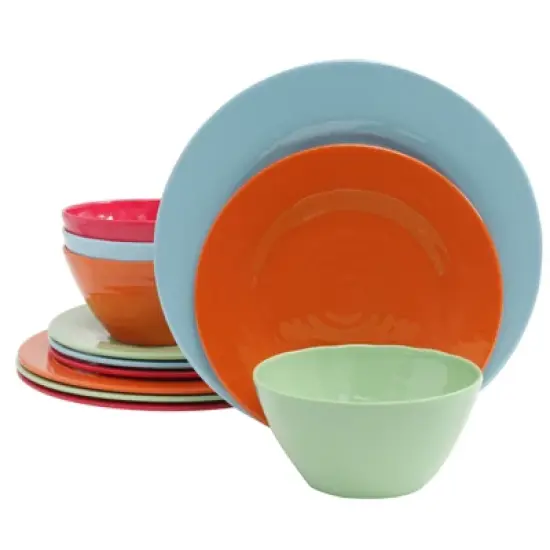 Gibson Brist 12 Piece Melamine Dinnerware Set in Assorted Colors image {5}