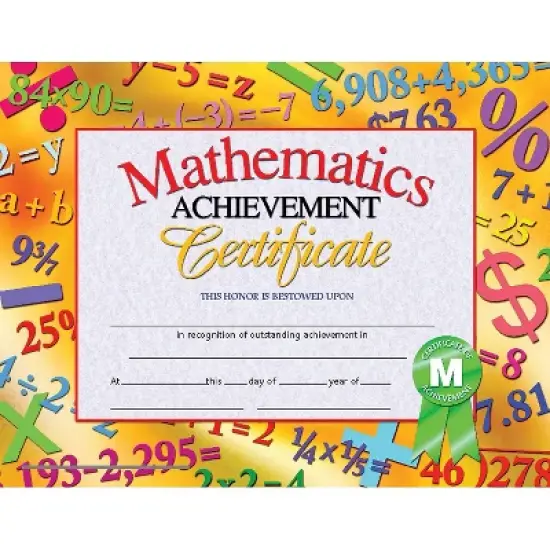 Hayes Publishing Mathematics Achievement Certificate 30 Per Pack 3 Packs (H-VA681-3) image {1}