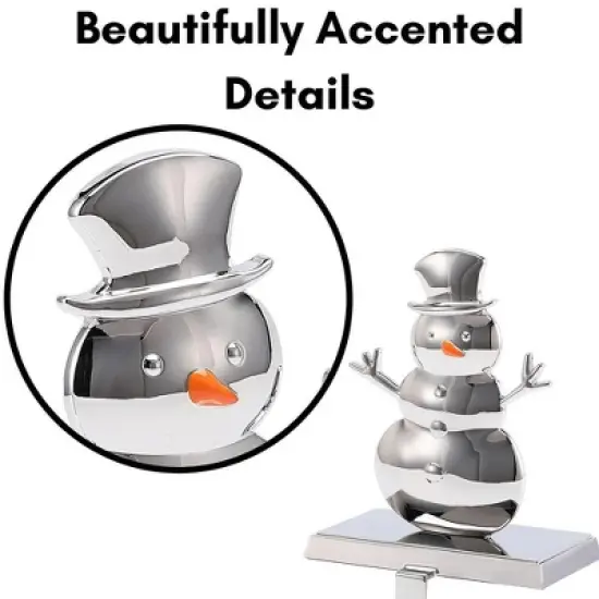 BIRDROCK HOME Christmas Stocking Holders for Mantel Set of 4 - Reindeer, Snowman, Snowflake, Tree image {5}