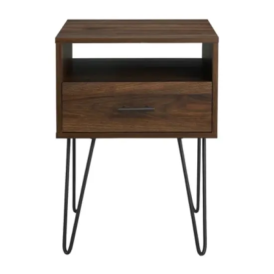 Amal Modern Single Drawer Hairpin Leg Nightstand - Saracina Home image {2}
