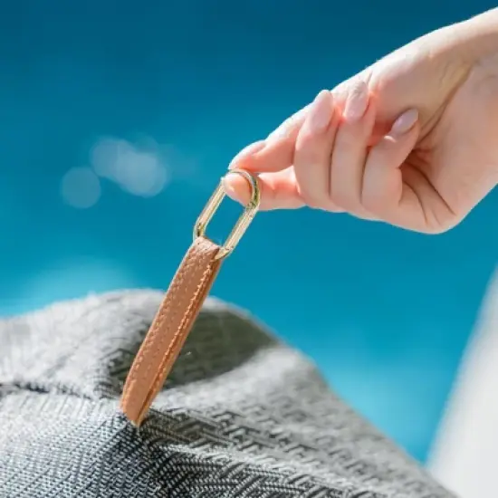 Big Joe Lux Patio Pouf, Black and White Chevron Premium Vinyl Mesh, Durable UV Protected Polyester Blend image {4}