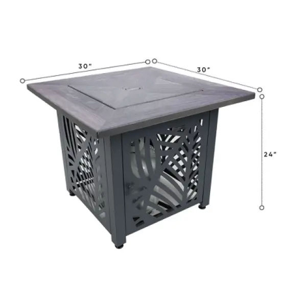 Endless Summer 30 Inch Square Outdoor UV Printed 50,000 BTU LP Gas Fire Pit​ Table with Faux Mantel and Stamped Steel Base image {4}