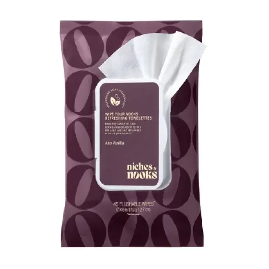 Niches & Nooks Intimate pH Balanced Refreshing Flushable Feminine Wipes - Airy Vanilla - 45ct image {1}