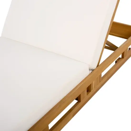 Christopher Knight Home Alfred Outdoor Acacia Wood Adjustable Chaise Lounge with 3-Fold Water-Resistant Cushion (Set of 4) image {6}