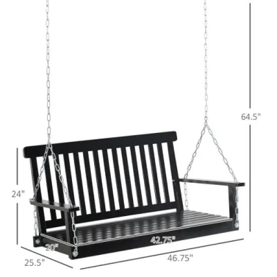 NicBex 2-Seat Outdoor Hanging Porch Swing with Armrests for Patio Bedroom Garden,440lbs Weight Capacity image {2}