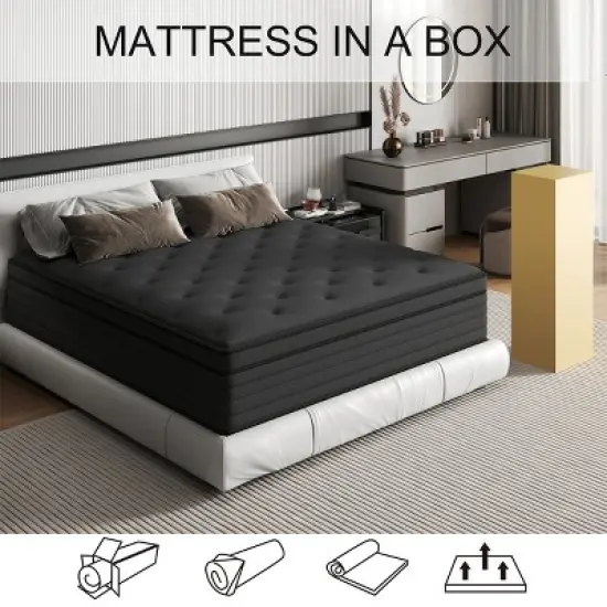 CHEVNI 12-14 Inch Mattress in a box Hybrid Spring Memory Foam Medium Firm Black image {11}